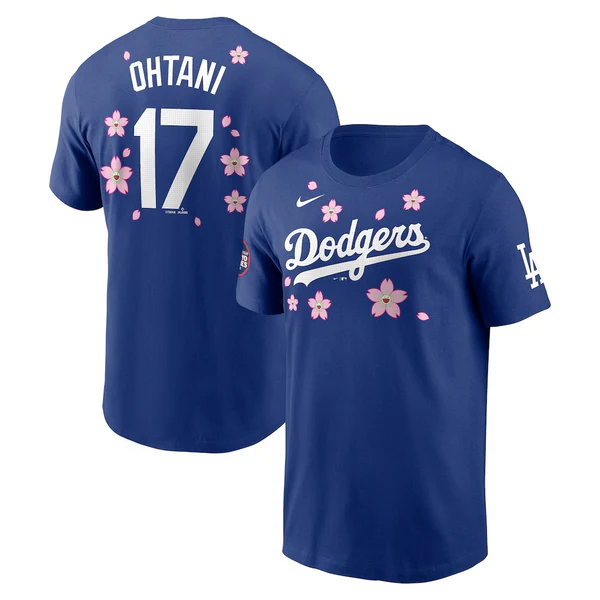 Men Los Angeles Dodgers #17 Ohtani blue MLB 2025 T shirt